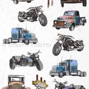 Rizspapír A/4 - autók, motorok