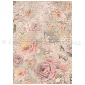 Rizspapír A/4 - Shabby Rose rózsa minta