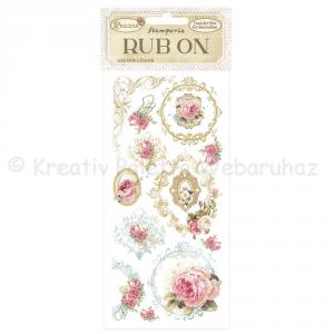 Rub-on, feldörzsölhető matrica - Precious keretek virágok