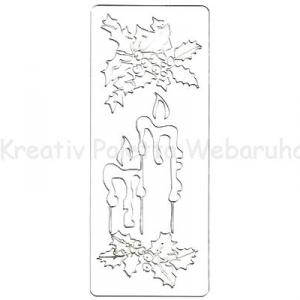 Sablon - gyertya és fagyöngy 8 x 19 cm