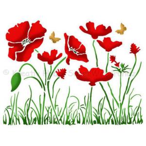 Stencil D, 20 x 15 cm - pipacs - poppy