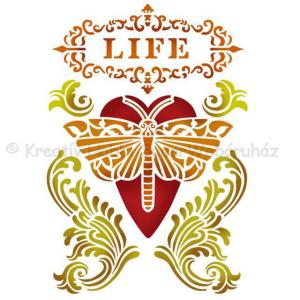 Stencil D, 20 x 15 cm - szitakötő és díszítő motívumok