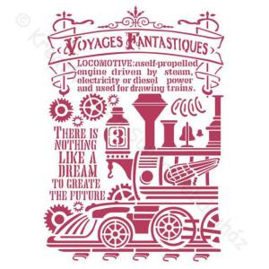 Stencil G, 21 x 29,7 cm - gőzmozdony - Steam Train