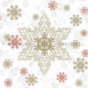 Szalvéta - arany és piros hópelyhek - gold and red snowflakes