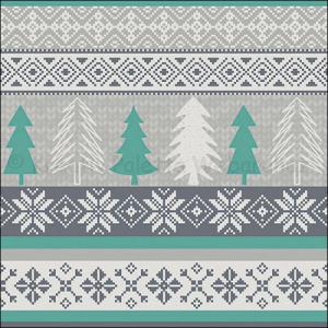 Szalvéta - fenyők kötött mintával, menta