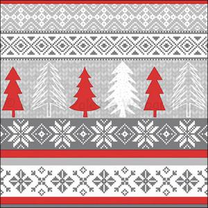 Szalvéta - fenyők kötött mintával, piros