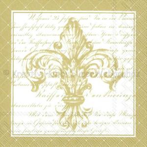Szalvéta - Francia liliom fehér-arany -  French Fleur de Lis white gold