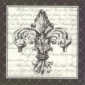 Szalvéta - Francia liliom fekete-arany - French Fleur de Lis  black gold