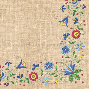 Szalvéta - hímzés népi  motívum, Kashubian Folk 4