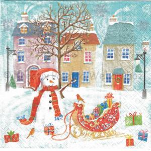 Szalvéta - hóember a városban