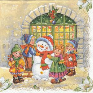 Szalvéta - hóember építés