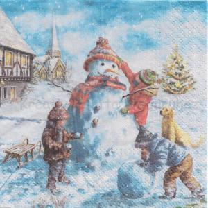 Szalvéta - hóember építés