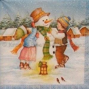 Szalvéta - hóembert építő gyerekek