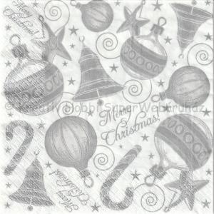 Szalvéta - karácsonyfadíszek, ezüst