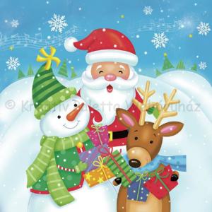 Szalvéta - Mikulás, hóember és rénszarvas