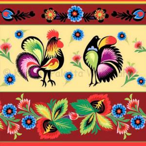 Szalvéta - népi motívum kakasok