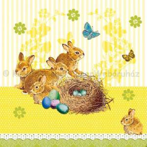 Szalvéta - nyuszik a fészekben - Bunnies Nest