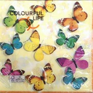 Szalvéta - pillangók, lepkék színes