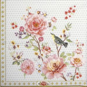 Szalvéta - rózsák madárkával