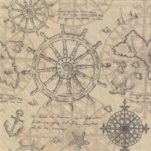 Szalvéta - tengeri térkép vintage