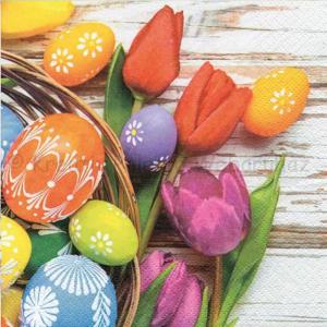 Szalvéta -  tojások és tulipán