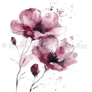 Szalvéta - virágok watercolor Burgundy