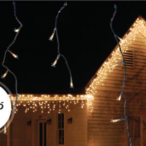 Szikrázó jégcsapfüzér 138 LED, 2 m x 0,9 m - toldható