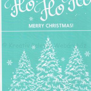 Szita-stencil 215 x 275 mm - HO HO HO, fenyők