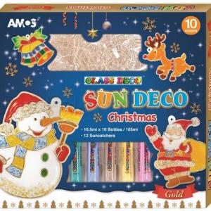 Üvegmatrica festék szett 10 x 10,5 ml + 12 db fényvarázs - karácsony