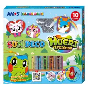 Üvegmatrica festék szett 10 x 10,5 ml + 8 db fényvarázs -  Hueri és baráta