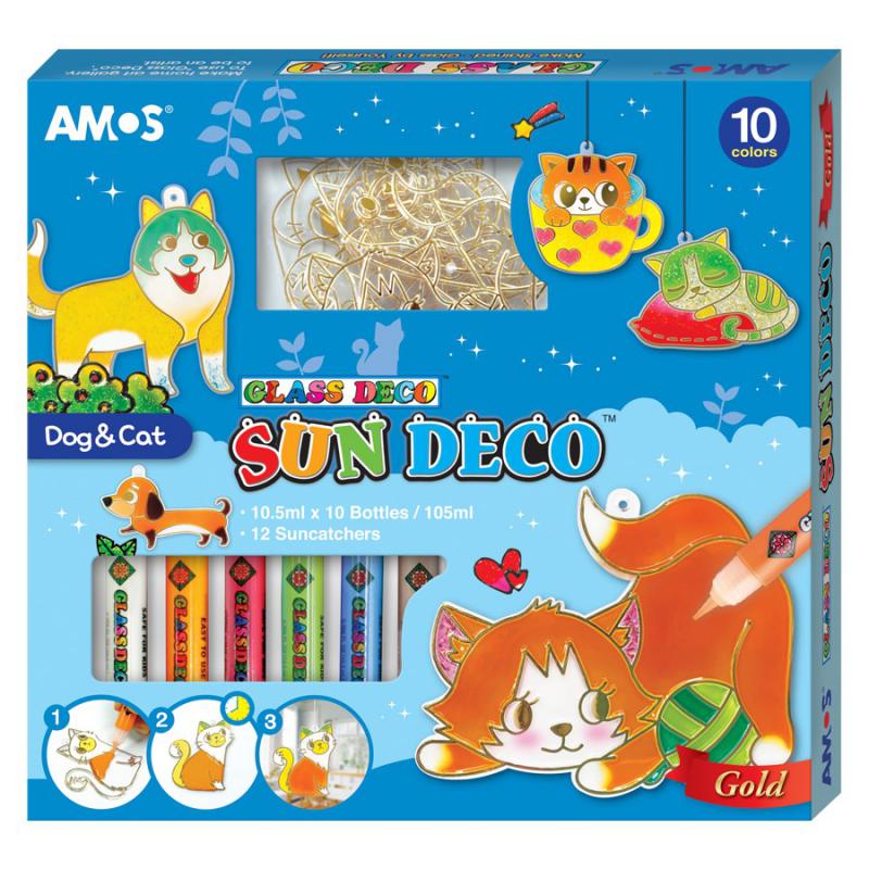 Üvegmatrica festék szett 10 x 10,5 ml + 12 db fényvarázs - állatos