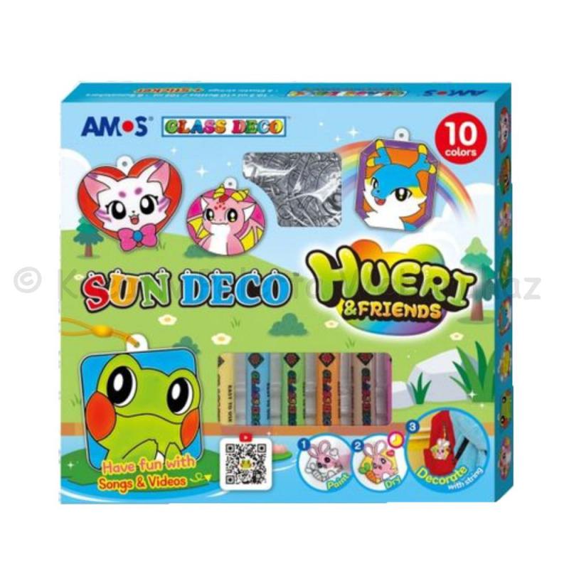 Üvegmatrica festék szett 10 x 10,5 ml + 12 db fényvarázs -  Hueri és baráta