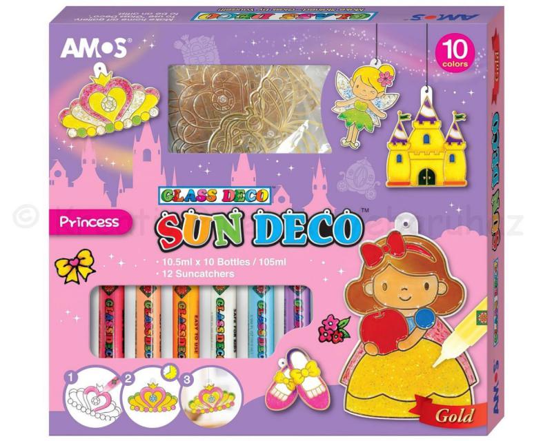 Üvegmatrica festék szett 10 x 10,5 ml + 12 db fényvarázs - princess