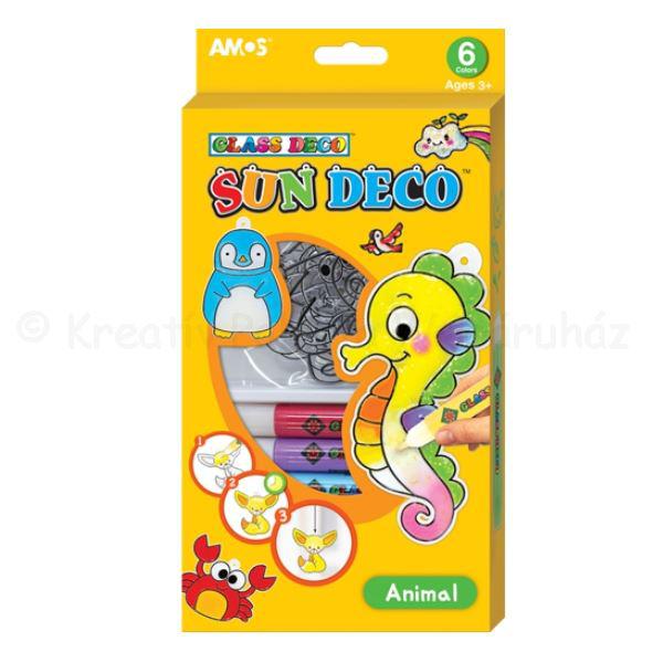 Üvegmatrica festék szett 6 x 10,5 ml + 6 db fényvarázs - állatos