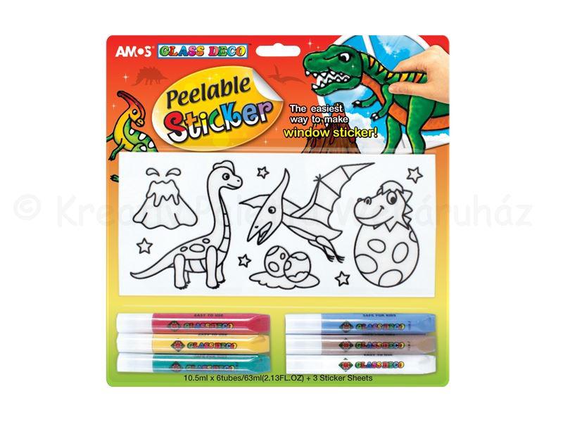 Üvegmatrica- fóliafesték szett 6 x 10,5 ml - Dínók