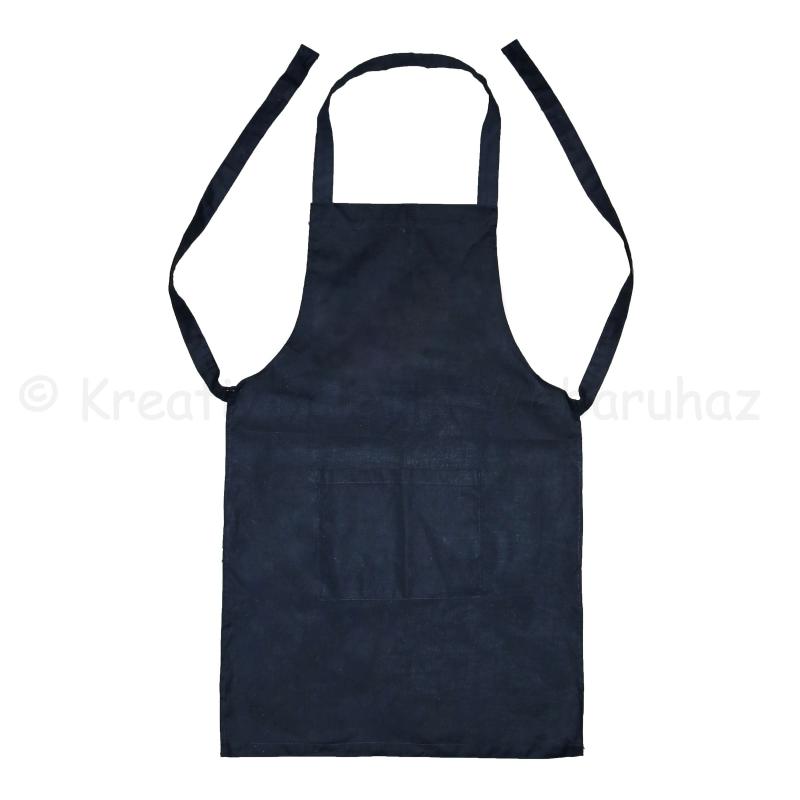 Vászon kötény zsebes 70 x 75 cm - fekete