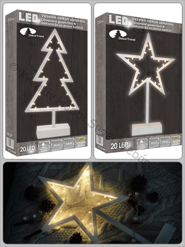 Világító ablak- vagy lakásdísz elemes, 39 cm 20 LED