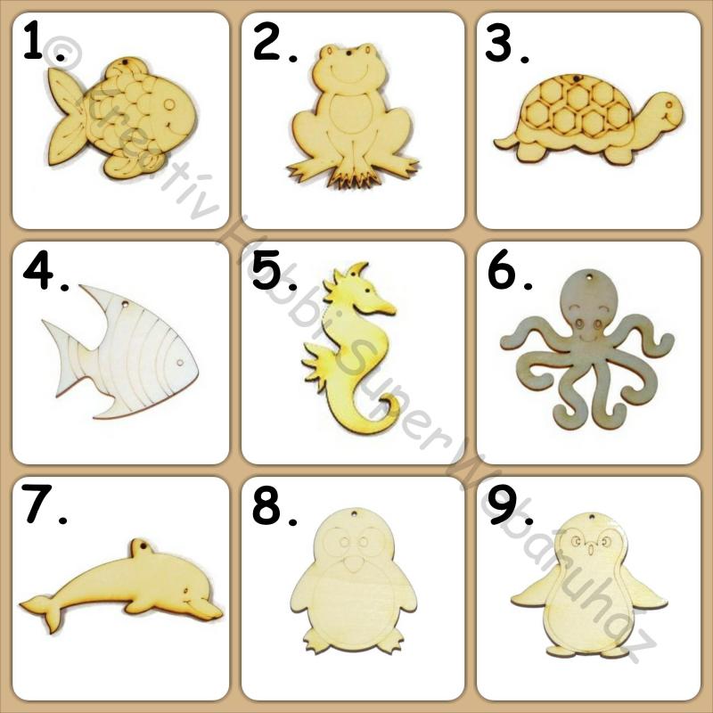 Vizi állatok fafigura többféle