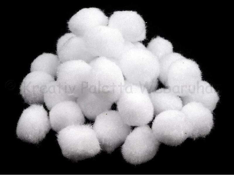 Zsenília golyó- pompon 2 cm 30 db - fehér