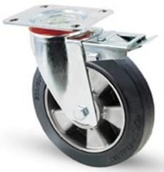Aluminium kerék elasztikus futó forgó-fékes villa 160 mm