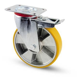 AVP aluminium kerék 125 mm forgó-fékes villa
