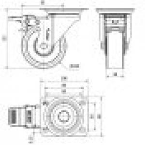 AVP aluminium kerék erősített forgó-fékes villa 100 mm