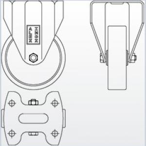 INOX poliamid kerék fix villa 100 mm