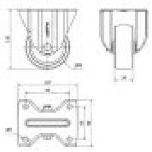 INOX poliamid kerék fix villa 80x34 mm