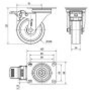 INOX poliamid kerék forgó-fékes villa 100 mm