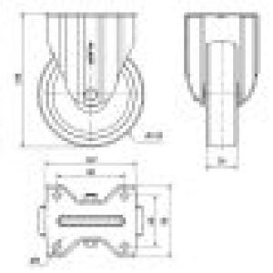 Poliamid kerék fix villa 125 mm