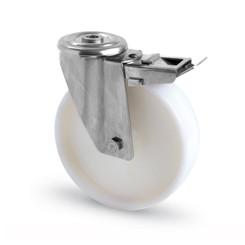INOX poliamid kerék fékes hátfuratós villa 80 mm