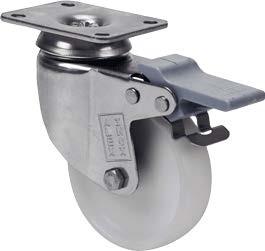 INOX poliamid kerék forgó-fékes villa 100 mm