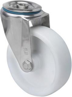 INOX poliamid kerék hátfuratós villa 100 mm