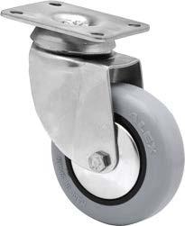 INOX szürke tömörgumis kerék forgó villa 80 mm